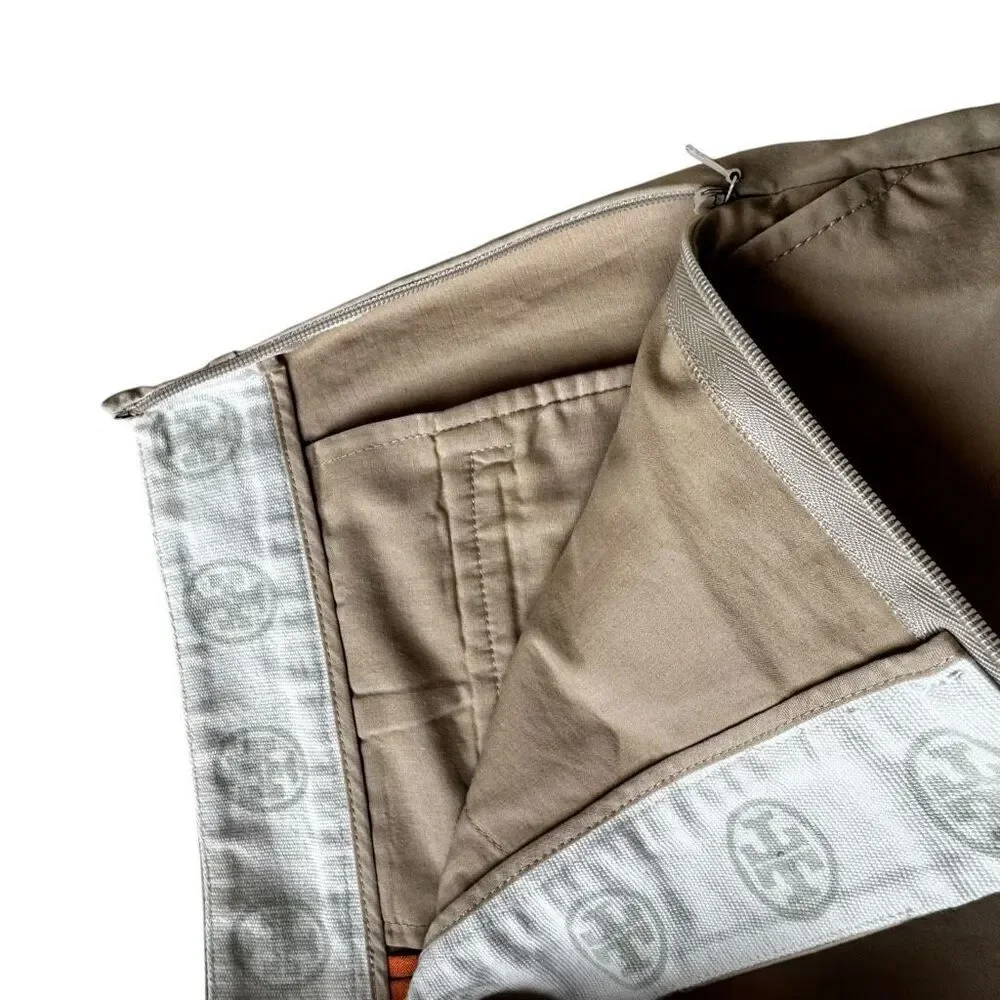 Tory Burch khaki beige pants straight leg mid rise casual work SZ 6 #2419